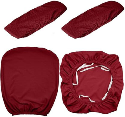 Tallew 4 Pcs Office Chair Covers Set Computer Armrest Slipcover Seat, Red