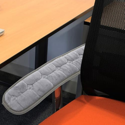 Veemoon 1pair Office Chair Arm Rest Cushion, Comfortable Gaming Chair Armrests Pads Elastic Band Soft Velvet Removable Washable Gaming Stool Elbow Cushion for Home Office, Grey (17.7×3.9 Inch)