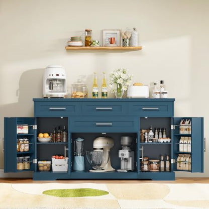 54" Sideboard Cabinet, Kitchen Buffet Cabinet with Storage, Blue