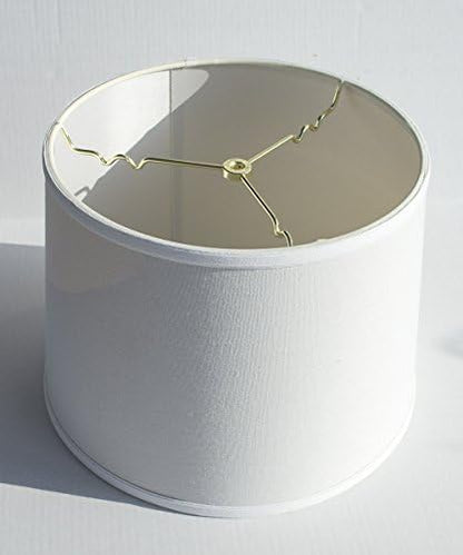 12x14x10 White Linen Drum Lampshade with Brass Spider fitter - Perfect for table and Desk lamps - Medium, White