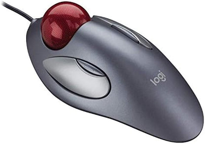 Logitech Trackman Marble Mouse, Four-Button, Programmable, Dark Gray (Renewed)