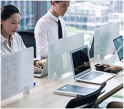 Acrylic Privacy Screen Divider, Portable Desk Panel for Workstations, Frosted Tabletop Partition for Offices & Schools (Clear-B, 100x30cm/39.4x11.8in)