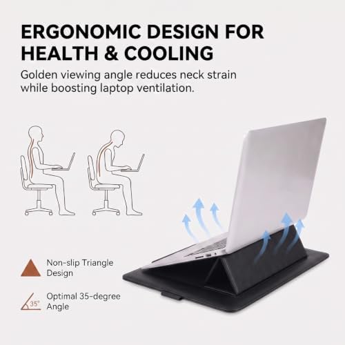 14 Inch Laptop Sleeve Case Leather Bag with Stand for Mac Book Pro
