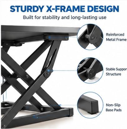 Standing Desk Converter, Adjustable Dual Monitor Riser, Black