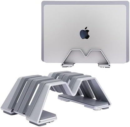 Adjustable Dual Vertical Laptop Stand - Supports 2 Devices Holder, Fit for All Laptops(10-30mm Thickness) - Fashion Design, Adjustable Width, Anti-Slip & Scratch-Resistant, Patented Design