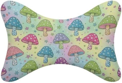2 Pcs Car Neck Pillow Mushroom Breathable Removable Cover Headrest for Driving Office Rest