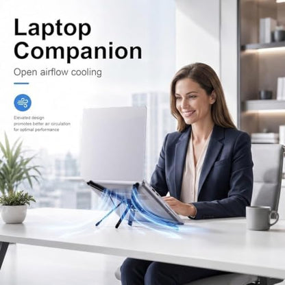 3-in-1 Laptop Stand with Magnetic Phone Holder, 8-Level Adjustable Ergonomic Aluminum Riser, Portable Computer Stand for Desk, Compatible with 10-17" MacBook & Laptops, iPhone 12-16 with MagSafe