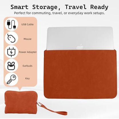 15-16 Inch Laptop Sleeve Case with Stand Feature, Matte PU Leather