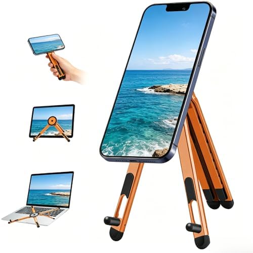 Magnetic Phone Holder & Foldable Laptop Riser, Matte Black Aluminum Multi‑Device Desk Mount, N52 MagSafe Stand, Ergonomic Laptop Elevator for MacBook iPad iPhone Travel Office