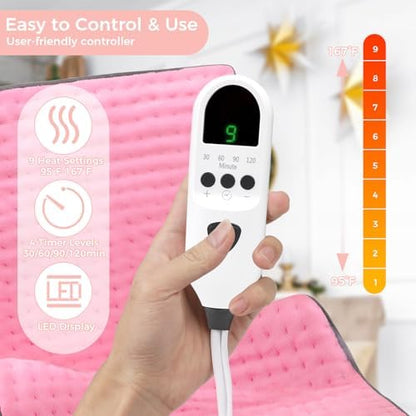 Heating Pad for Back, 12"×24" Electric Heating pad for Women, Men