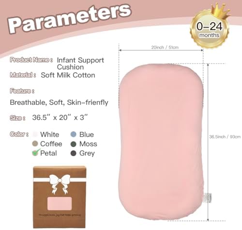Baby Lounger Oversized 0-24 Months, Home and Travel Infant Cushion-Pink