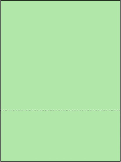Limited Papers (TM) 8.5x11 Perforated Paper, 20/50 Pound, 75 GSM, Variety of Perforation Sizes and Colors, for Forms, Tickets, Postcards, Business Cards. (Green, 2 up – 3.5” from bottom)