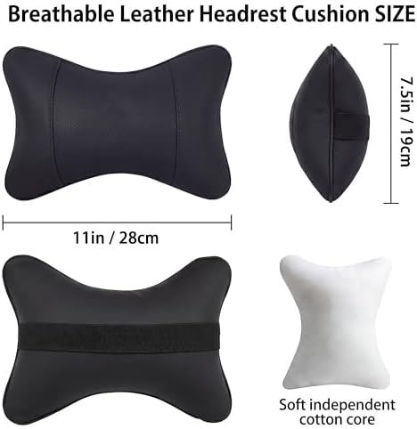 Car Pillow for Driving Seat Soft Leather Headrest Neck Support 2PCS