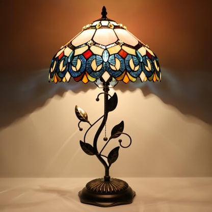 Tiffany Table Lamp Stained Glass Bedside Reading Light W12H19 inch