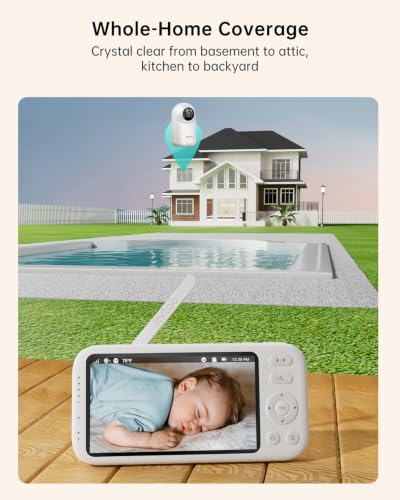 Jartoo 2K 5.5" Video Baby Monitor with Camera and Audio,AI Cry Detect 1860ft Long Range Baby Monitor No WiFi Baby Camera Wireless,Clear Night Vision,ANC, 2-Way Talk,White Noise,6000mAh [2025 New]