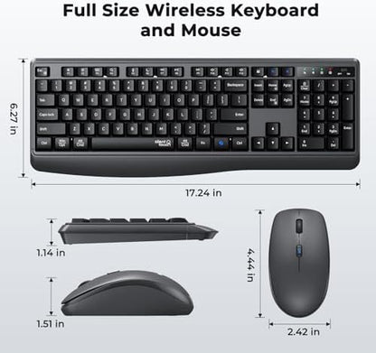 MEETION Wireless Keyboard Mouse Combo, Silent Full-Size Design, Black