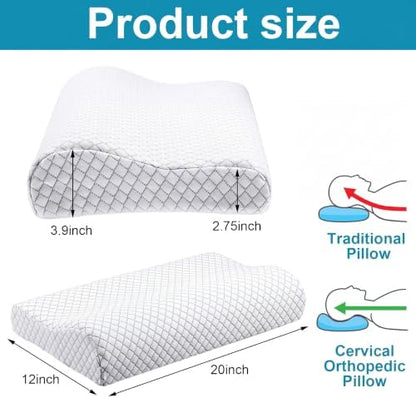 FairySandy 4 Pack Memory Foam Pillow Neck Support Orthopedic Sleeping Pillow Ergonomic for Shoulder Pain Side Back Stomach (Bubble Velvet)