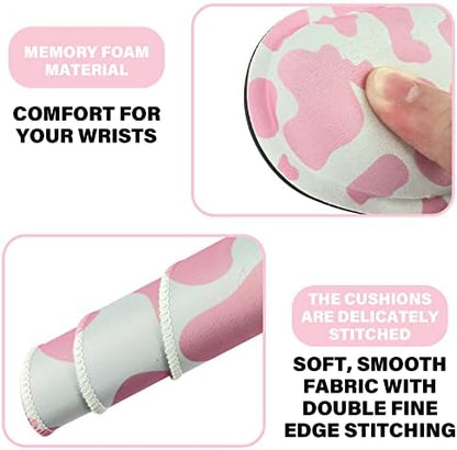 3Pcs Large Gaming Mouse Pad Desk Mat,Keyboard Mouse Wrist Rest Support Set,Extended Laptop Mouse Pad Memory Foam Non-Slip Base for Gamer Home Office(31.5x15.7in)-Pink Cow Pattern