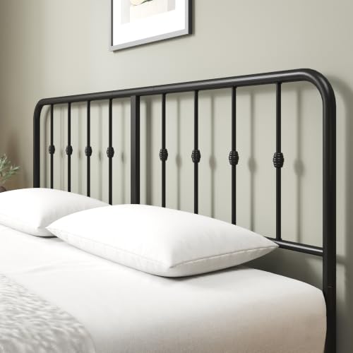 Leonardo Metal Platform Bed Frame, Victorian Spindle Headboard, King