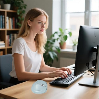 Wireless Ergonomic Vertical Mouse - Silent Clicks, Comfortable Grip & Carpal Tunnel Relief - Ideal for Office Work, Home Use & Multi-Device Compatibility (Green)