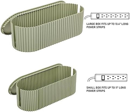 FABROK 2 Pack Cable Management Box, Cord Hider Box, Green, Small+Large