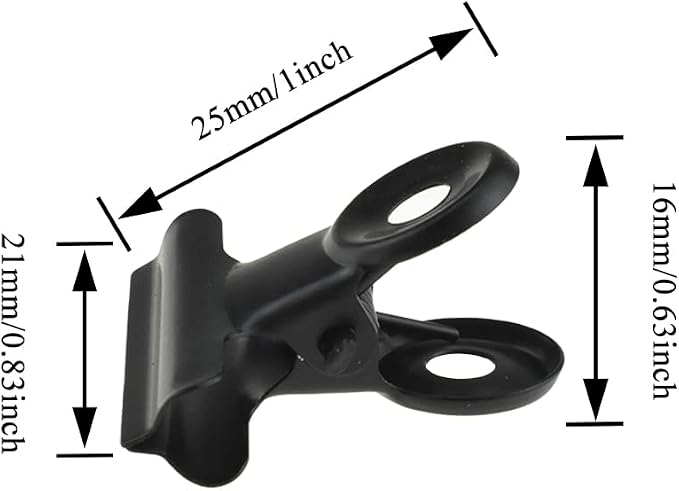 HAHIYO 0.87inch Black Bulldog Clips Metal File Hinge Binder Clips Clamps Save Space Strong Spring Jaws Rock Solid Grip Book Lay Flat Deburred Edge for Hang Photos Wall Grid Dog Food 30PCS