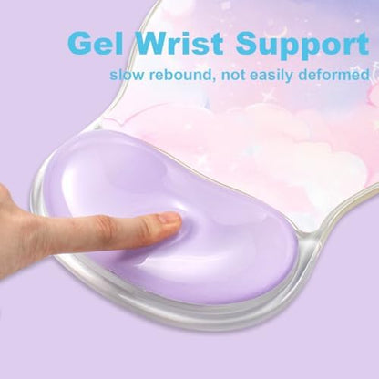 Purple Ergonomic Gel Mouse Pad Wrist Support, Ease Wrist Pain PC Laptop