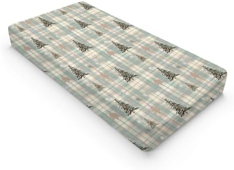 Christmas Trees Checkered Winter Holiday Pattern Baby Changing Pad Cover, Unisex Christmas Nursery Diaper Changing Table Pad Mat Sheet for Boys Girls-16x32