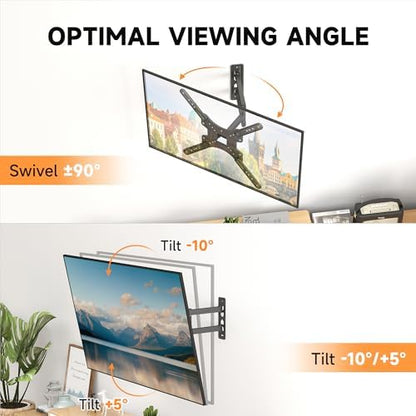 Full Motion TV Wall Mount for Most 26-60 Inch Flat Curved TVs, Wall Mount TV Bracket with Swivel Articulating Extension Tilt Arm, Support up to 77lbs, Max VESA 400x400mm(MAP3SE)