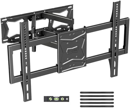 Full Motion TV Wall Mount for Most 37"-86" Flat/Curved TV up to 132lbs,Swivel Tilt Bracket with Articulating 6 Arms, Max VESA 600x400mm, Max 16” Wood Stud, MA02A