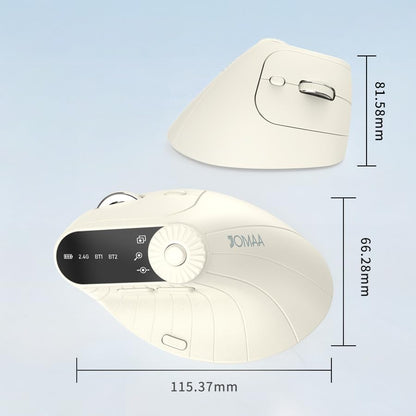 JOMAA Wireless 2.4G & Dual Bluetooth Three-Channel Ergonomic Vertical Mouse Adjustable DPI, Multi-Function Turntable for PC, Laptop, MacBook, Rechargeable (Beiga)
