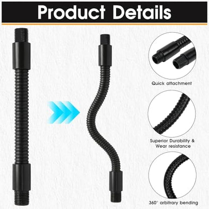 11.8" Gooseneck Tubing Flexible 25/64" Male thread Alloy Steel Metal Arm Universal Bendable Extension Hose for DIY Lamps Microphone Stands Inspection Cameras