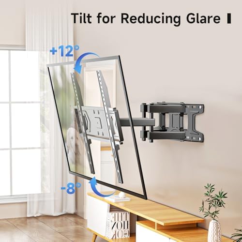 Suptek Full Motion TV Wall Mount for 32-60 Inch TVs, Swivel & Tilt Adjustable Bracket, Dual Articulating Arms, Fits 16" Studs, Max VESA 400x400mm, Supports Up to 99lbs, MA001