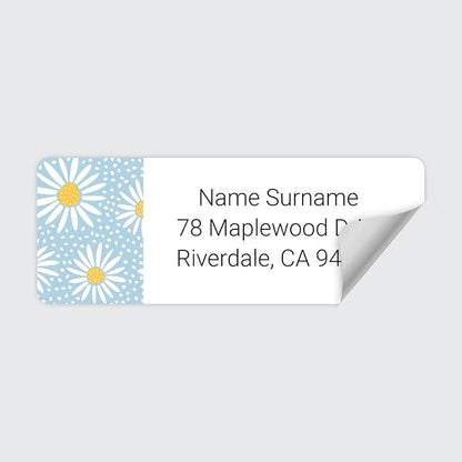 Dotty about Paper Personalized Oopsy Daisies - Blue - Return Address Labels x 100
