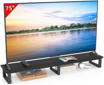 YAOHUOO 59" Large TV Riser for 32-75 inch TV, TV Riser Stand Shelf,Black