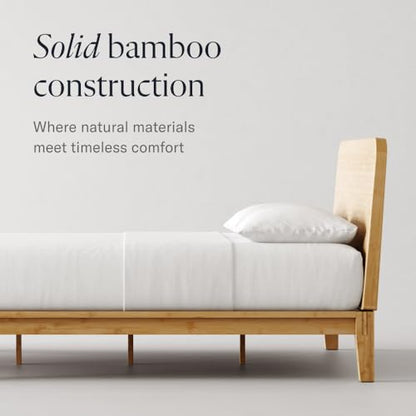 DreamCloud Bamboo Platform Bed Frame, Cal King, Natural, 12" Height