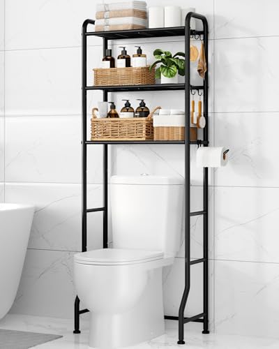 Over Toilet Storage Rack, 63.2" H Space-Saving, Holder & Hooks