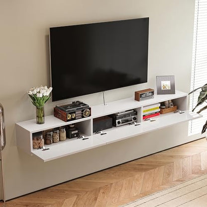 47'' Floating TV Stand,High Gloss Wall Mounted TV Console,White