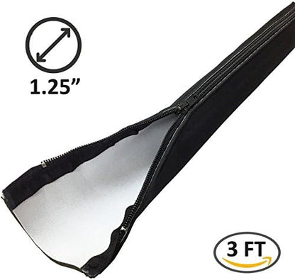 Electiduct 1.25" Neoprene Easy Cable Wrap with Zipper Wire Manager Cord Protector - Reversible Black/White - 3 Feet