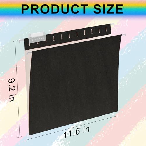 pmybupo 6 Pack Black Hanging File Folders,Letter Size Hanging Colored File Folders-,11 Point Paper Stock,1/5-Cut Adjustable Tabs,Bulk for Filing Cabinet