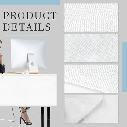 48" Under Desk Privacy Panel White Self-Adhesive Modesty Panel with Wire Pocket for Cable Management Organizer Heavy Duty Desk Skirt - Office Home or Standing Workstation Concealer Shield
