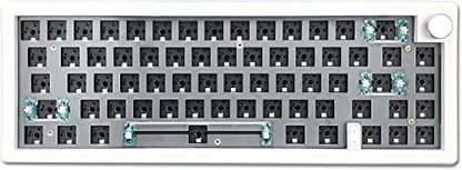 BOYI GMK67 Barebones Keyboard Kit,VIA Programmable Custom BT5.0/2.4GHz/Type-C Tri-Mode Gasket Mounted Hot Swap RGB 4000mAh Wireless 65% Mechanical Gaming Keyboard DIY Kit with Knob(White)