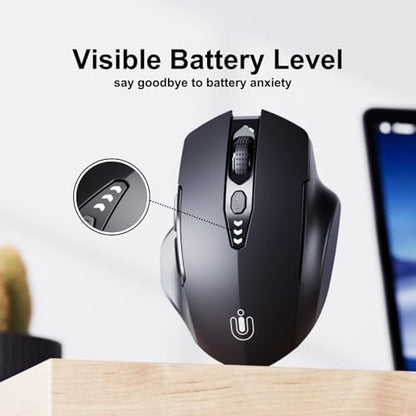 Uineer Bluetooth Mouse, Tri-Mode Wireless, Rechargeable, 3-Device Switch