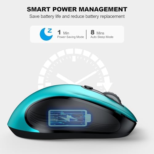 WisFox 2.4G Wireless Mouse for Laptop, Ergonomic Computer Mouse with USB Receiver and Type-C Adapter, 3 Adjustable Levels, 6 Button Cordless Wireless Mice for Windows Mac PC Notebook (Green)