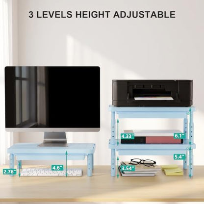 WALI 3 Height Adjustable Computer Monitor Stand with Storage, up to 44 lbs
