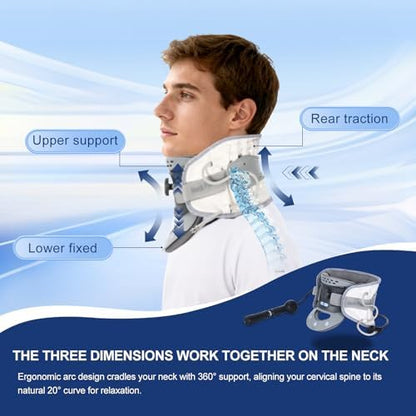 Cervical Neck Traction Device, Inflatable Neck Stretcher for Pain Relief, Posture Correction, Neck Brace Neck Decompression Device with Air Pump