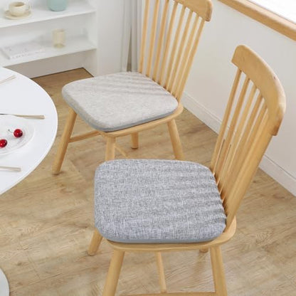 High Resilience Memory Foam Chair Cushion 17"x17"x2" Set of 2 Square Chair Pads and Washable Cover Non Slip Seat Cushions for Indoor Dining Room Kitchen and Office Chairs (Grey,17"x17")