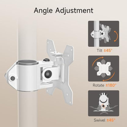 suptek Single Head and Plate Vesa Pole Mount Bracket for Suptek Monitor Mount,White(MD6TBW-2)