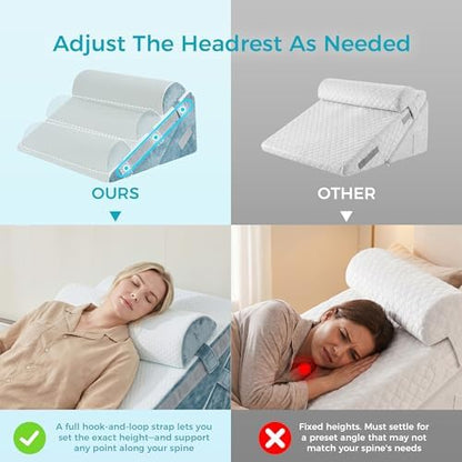 BDEUS 3PCS Wedge Pillow Set for After Surgery, Back Pillow for Bed Sitting up, Orthopedic Foam Wedge Pillow for Acid Reflux Sleep Apnea Back Pain Relief, Post Surgery Pillow for GERD & Snoring, Navy