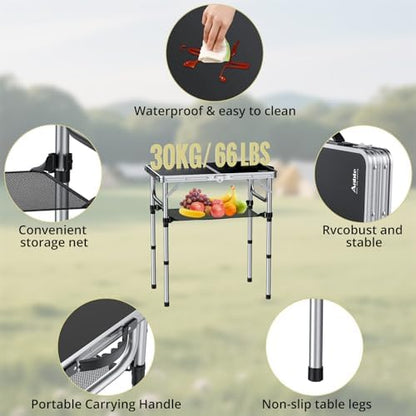 Anbte 2ft Folding Camping Table, 23"x 16" Small Folding Table Portable